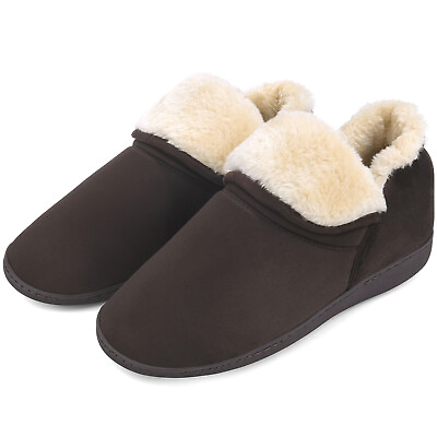 #ad Mens Warm Plush Ankle Home Booties Slippers Winter Fuzzy Memory Foam House Shoes $19.79