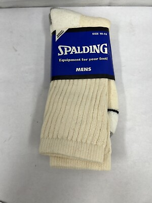 #ad Vintage Spalding Men’s Tube Socks 10 13 Ivory White $18.74