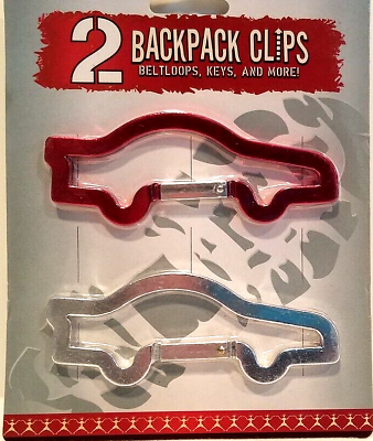 #ad 2 pcs Aluminum Locking Car Carabiner Clip Ring for Kids Back Packs Red Silver $6.90