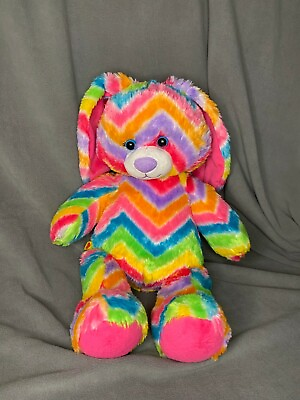 #ad Build A Bear Stripes A Lot Colorful Bunny Rabbit Chevron Rainbow Pink Green 16quot; $12.00