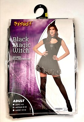 #ad Spirit Black Magic Witch Halloween Costume Black Dress Mini Witch Hat $18.99