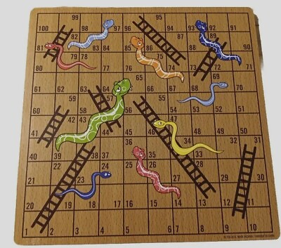 #ad Classic Games Snakes amp; Ladders Wooden Game Board Only One Pound Very Solid $6.99