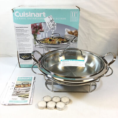 #ad Cuisinart Silver Classic Entertaining Stainless Steel Round Buffet Server 11 in $67.99