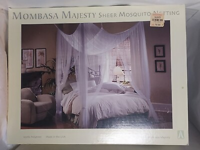 #ad Mombasa Majesty Sheer Mosquito Netting White Fits Full to King Romantic Bed $21.00