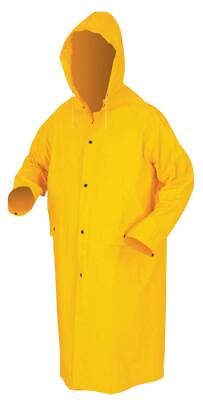 #ad Yellow Safety Rain Coat Rain Jacket 49quot; Detachable Hood .35mm PVC Polyester $17.99