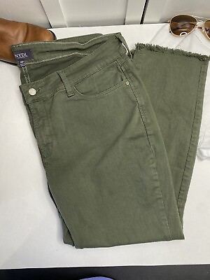 #ad NYDJ Khaki Green Frayed Ankle Pants Size 18 LiftXtuck technology $21.99