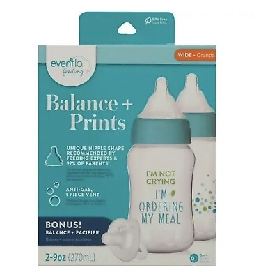 #ad Evenflo Balance Prints Wide Neck BPA Free Baby Bottles 9oz 2 Pack $28.00