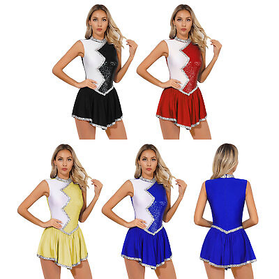 #ad US Women#x27;s Glitter Sequins Cheerleading Uniform Cheer Leader Outfits Dance Dress $8.17