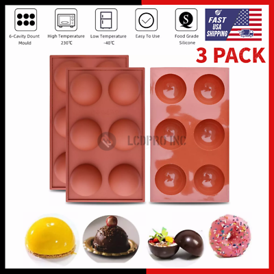 #ad 6 Cavity Silicone Cake Mold DIY For Kitchen Cookies Candy Chocolate Baking 3PACK $8.04