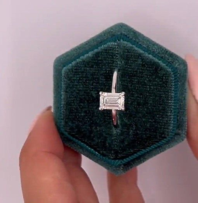 #ad Diamond Women Ring Emerald F VS1 AGI Certified 1.5Ct Labcreated 14k White Gold $1599.99