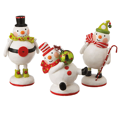 #ad SNOWMAN TRIO Folk Art Christmas Figurines Snow Fun Decor NEW $39.99