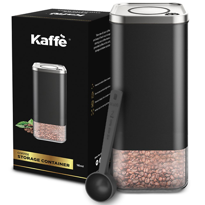 #ad Kaffe 16 Oz Coffee Canister – Airtight Stainless Steel Storage Container Black $14.20