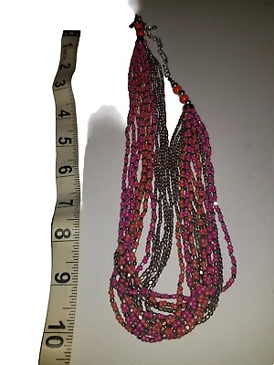 #ad #ad LANE BRYANT MultiStrand Ombré Gold And Pink Beaded Necklace NWT $7.00