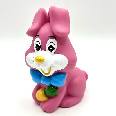 #ad Vintage 1987 Evenflo Pink Rabbit Rubber Squeak Toy $11.00