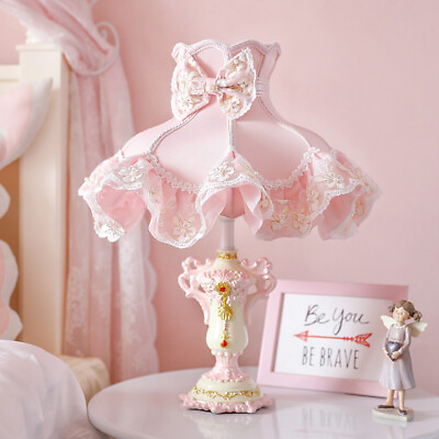 #ad Pink Princess Led Table Lamps for Girl Bedroom Bedside Lamp Desk Light Fixtures $96.99