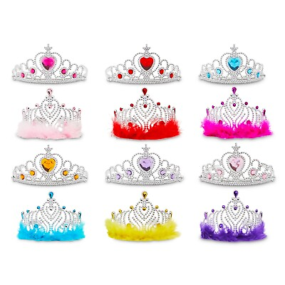 #ad Princess Crown Set 12 Pack Tiara Party Favors for Dress Up Fairytale Role Play $13.99