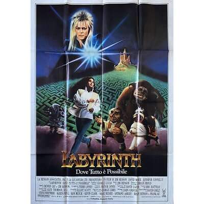 #ad LABYRINTH Italian Movie Poster 39x55 in. 1986 Jim Henson David Bowie $67.99
