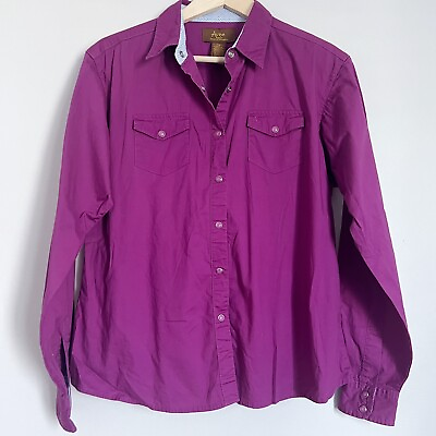 #ad Aura Wrangler Womens Glitter Pearl Snap Western Shirt Size L Berry Purple $18.99