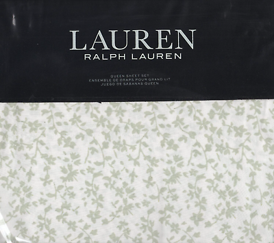 #ad Ralph Lauren Queen Sheet Set Spencer Floral Sage Green 4p Cottage Farmhouse Chic $109.99