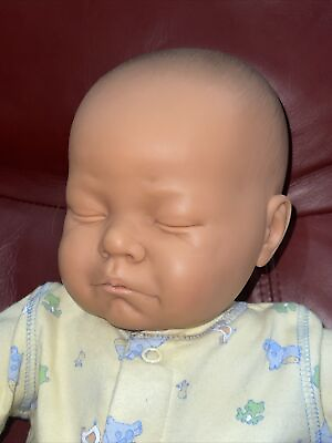 #ad Berjusa Lifelike Newborn Baby Doll 21” Spain Vtg Sleeping Cloth Vinyl $39.95