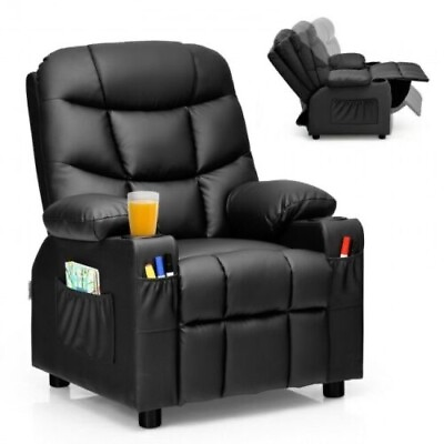 #ad PU Leather Kids Recliner Chair with Cup Holders and Side Pockets ADS $53.95