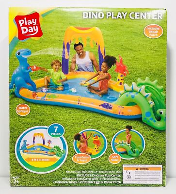 #ad New Play Day Inflatable Dino Play Swim Center 7 Pcs 102quot; x 69quot; x 44quot; Free Samp;H $49.95