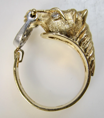 #ad 14K Yellow White Gold Horse Ring Diamonds Accent Equestrian Signed Kamm Gallery $699.97