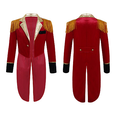 #ad Kids Boys Girls Jacket Tailcoat Long Sleeve Circus Ringmaster Halloween Costume $6.29