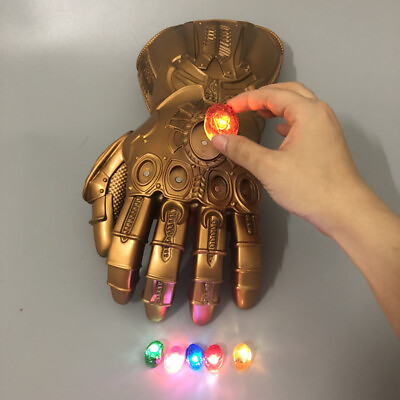 #ad The Thanos Infinity Gauntlet Gloves Hulk LED Light Avengers Iron Man Cosplay PVC $35.52