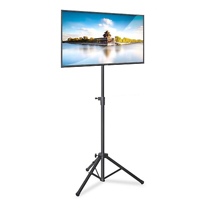 #ad Pyle Foldable Portable Adjustable Height Steel Tripod Flatscreen TV Stand Black $34.99