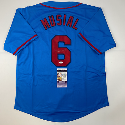 #ad Autographed Signed Stan Musial St. Louis Blue Baseball Jersey JSA COA $349.99
