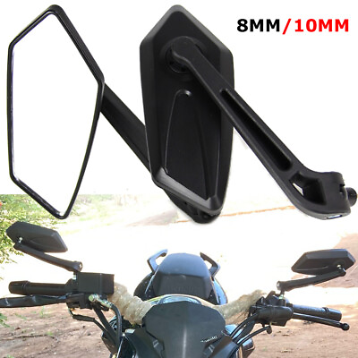 #ad Pair Motorcycle Rear View Side Mirrors 8mm 10mm For Honda Suzuki Yamaha Kawasaki $12.96