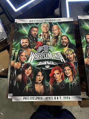 #ad WWE Wrestlemania 40 official program The Rock Roman Reigns Cody Rhodes IN HAND $79.99