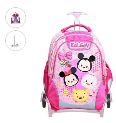 #ad Disney Tsum Tsum X bag Trolley School Wheel Rolling Backpack For Girls School $98.95