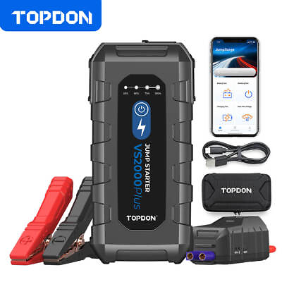 #ad TOPDON VS2000Plus Jump Starter 2000A Peak Car Starter SuperSafe 12V Battery Test $129.99