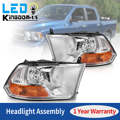 #ad Chrome Headlights For 2009 2012 Dodge Ram 1500 2500 3500 Head Lamps LeftRight $79.99