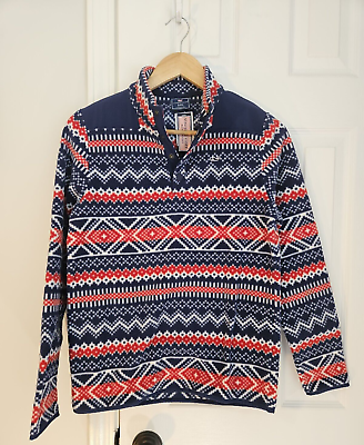 #ad Vineyard vines Kids Sweatshirt Large 16 Fair Isle Snap Placket Fleece Pullover $39.00