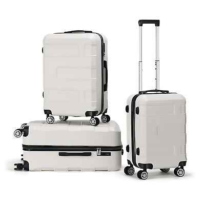 #ad 3 PCS Modern Travel Trolley TSA Luggage Set 20quot; 24quot; 28quot; Durable Suitcase White $71.99