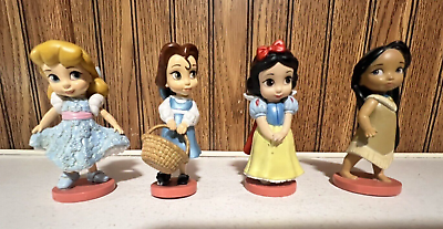 #ad Lot of 4 Disney Animators Collection Princess Figures Mini 3” Toddler Dolls PVC $6.32