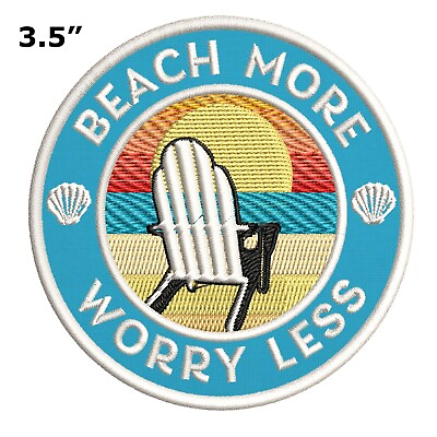#ad Beach More Worry Less Embroidered Patch Iron Sew On Souvenir Gear Applique $4.50