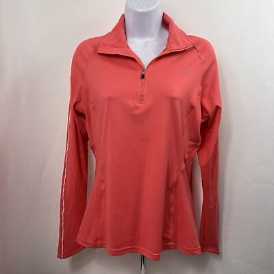 #ad Champion C9 1 4 Zip Pullover Shirt Women#x27;s Medium Salmon Pink Long Sleeve $7.49