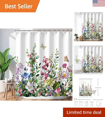 #ad Colorful Floral Bathroom Curtain Set Vibrant Botanical Theme 72#x27;#x27; W x 72#x27;#x27; H $39.99