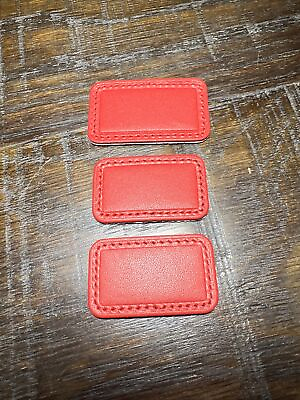 #ad Tumi Monogram Leather Patch Replacement Lot of 3 Red Luggage Personalization NEW $32.99