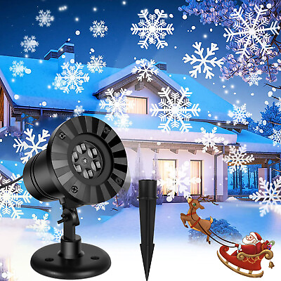 #ad Christmas LED Projector Light Moving Snowflake Landscape Laser Lamp Xmas Decor $21.99