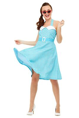 #ad Smiffys 50s Pin Up Costume Women Medium Blue $15.78