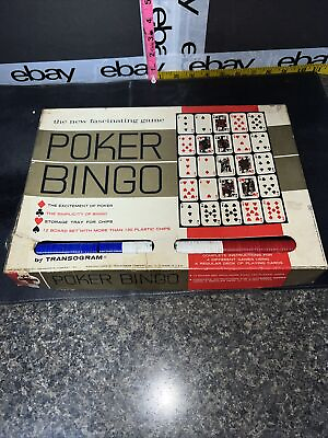 #ad Vintage 1960’s Poker Bingo Game 12 Boards And Plastic Chips Preowned. $8.00