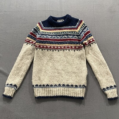 #ad Vintage Viking Iceland Style Sweater Mens Medium Colorful New Wool Fair Isle $45.88
