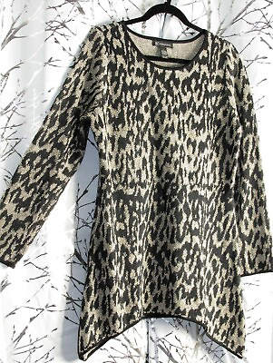 #ad INC Leopard Print Sweater Size L Large Animal Print Metallic Long Sleeves $18.00