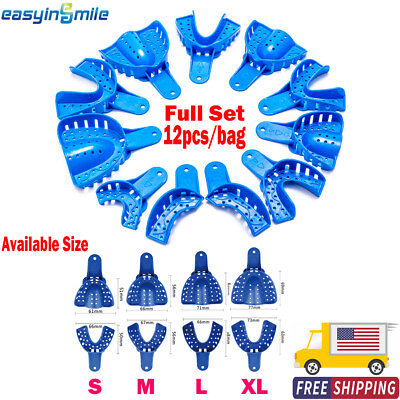 #ad Easyinsmile Dental Impression Trays Perforated Plastic Full Set 12PC Upperamp;Lower $18.71