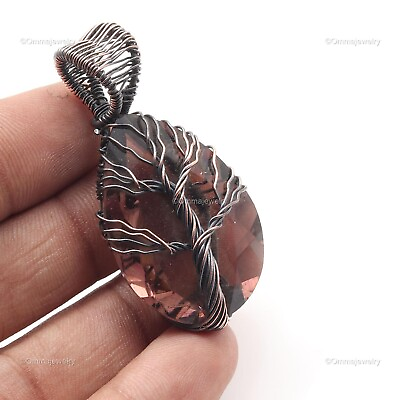 #ad Smokey Quartz Gemstone Jewelry Copper Gift For Friend Wire Wrap Pendant 2.1quot; $3.99